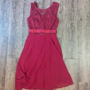 Red knee length berry love small dress